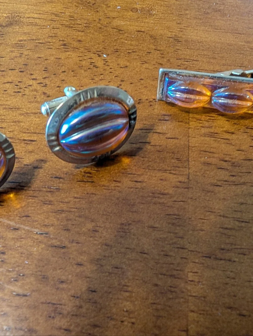Classic Amber-Tone Cufflinks and Tie Bar Set - Men's Accessories